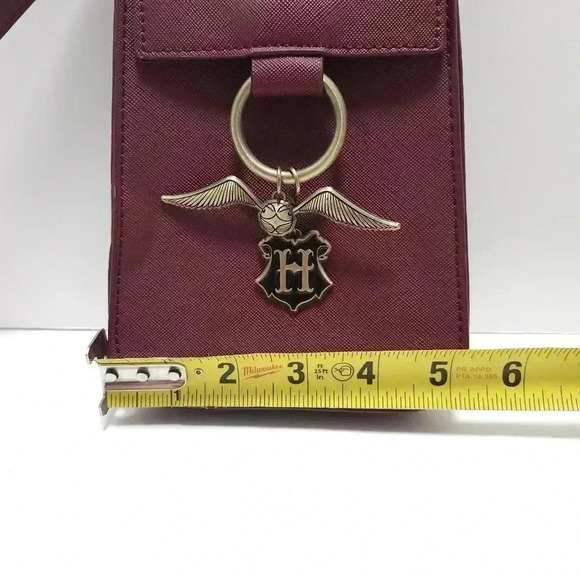 Bioworld Harry Potter Golden Snitch Charm Maroon Crossbody Bag Purse - Picture 7 of 8
